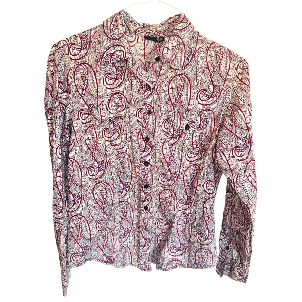 Cruel Paisley Button-Up Shirt L Cotton Long Sleeve Western Coatsal Cowgirl Top